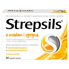 STREPSILS Z MIODEM I CYTRYNĄ - 24 past.