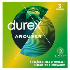 DUREX AROUSER Prezerwatywy nawilżane i prążkowane...