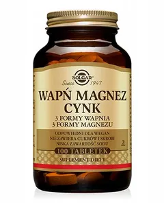 SOLGAR WAPŃ, MAGNEZ + CYNK - 100 tabl.