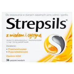 STREPSILS Z MIODEM I CYTRYNĄ - 36 past.