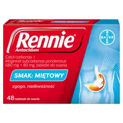 RENNIE ANTACIDUM o smaku miętowym - 48 tabl.