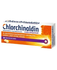 CHLORCHINALDIN Smak porzeczkowy - 20 tabl.