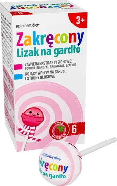Zakręcony lizak na gardło, 6 sztuk